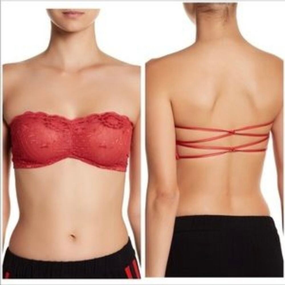 NWT Free People Essential Lace Bandeau Bra Terracotta Strappy Bralette Size XS